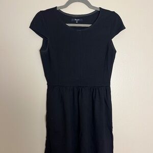 Madewell Black Cap-Sleeve Fit & Flare Dress